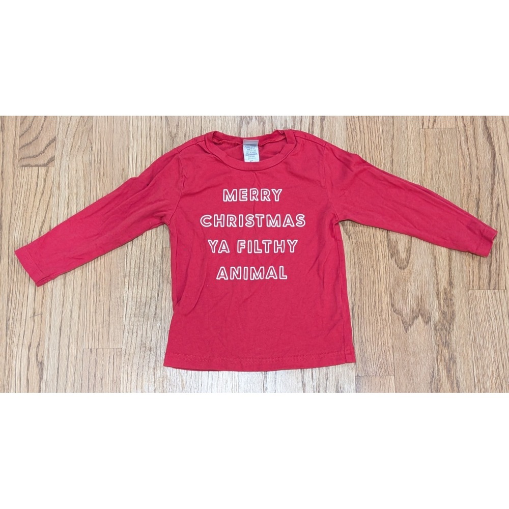 Merry Christmas Ya Filthy Animal Long Sleeve Red shirt Home Alone 2T Home Alone